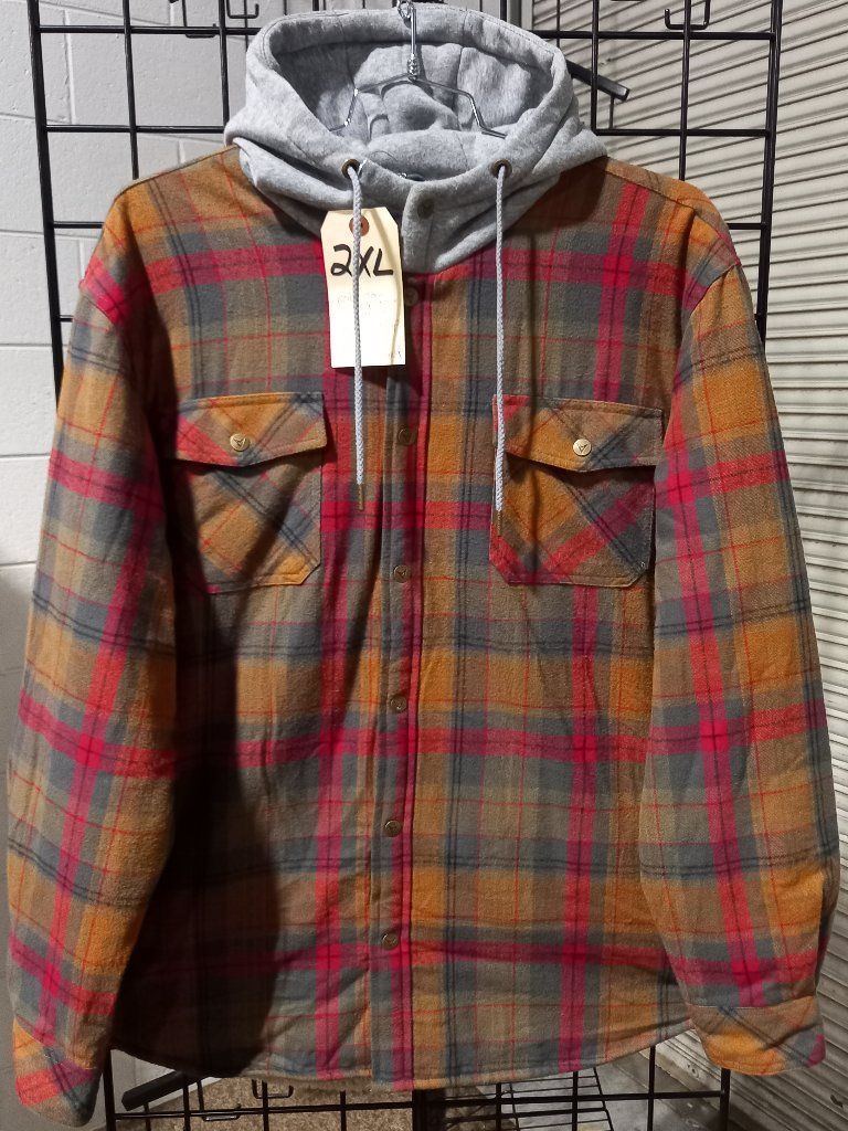 Men's Flannel Shirt Jacket Berber-Lined With Hood | 2xl